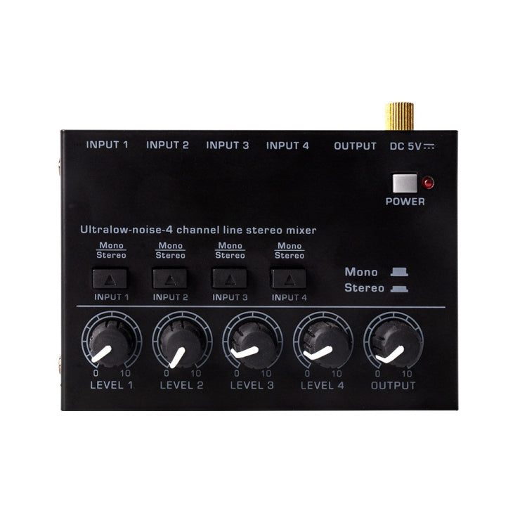 Mixer audio stereo a basso rumore ultracompatto a 4 canali per la registrazione di trasmissioni dal vivo, presa americana, MAX400 Mixer audio stereo a basso rumore ultracompatto a 4 canali per la registrazione di trasmissioni dal vivo, presa americana, MAX400
